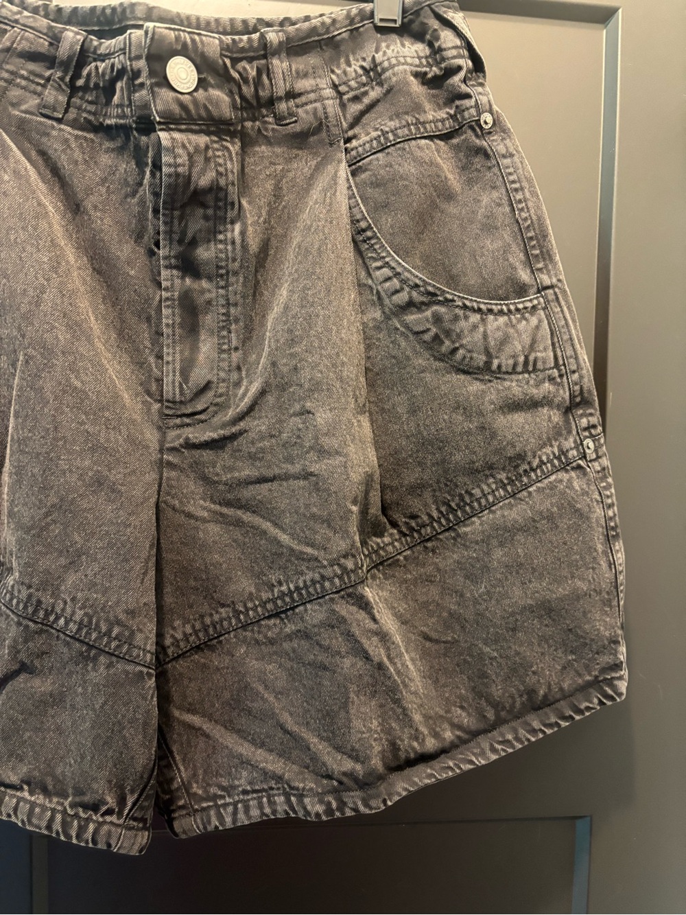 Free People Wild Rebel Barrel Shorts Black 14 NWT Wide Leg Denim Jean Short - Picture 6 of 11